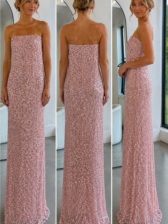 Sherri Hill Dresses & Skirts - Sherri Hill Blush Pink Strapless Sequin Column Gown